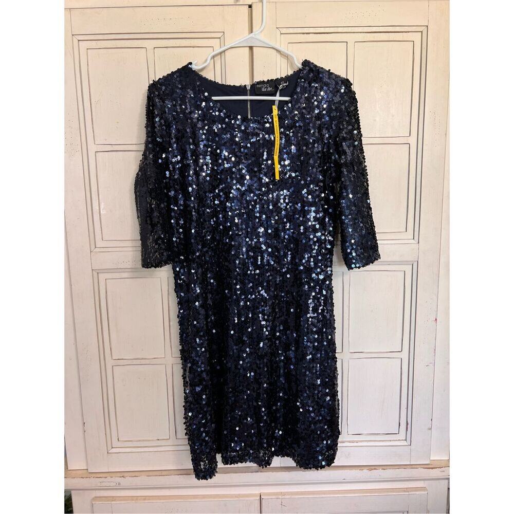 New Esmara by Heidi Klum size 10 navy blue sequined dress